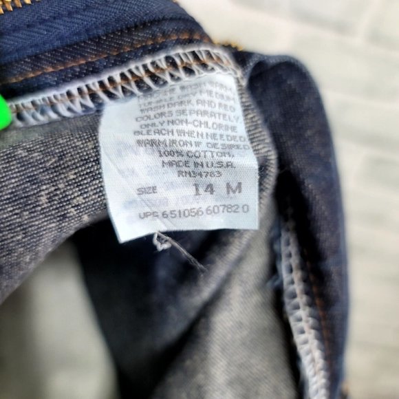 Vintage 90s Lee Riveted 14M Hi-Rise Dungaree Carpenter Dark Wash Denim Shorts - Picture 5 of 6